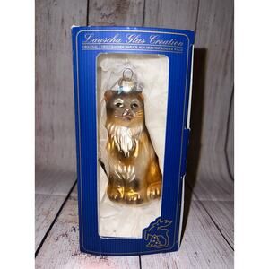 KREBS LAUSCHA CAT BLOWN GLASS CHRISTMAS TREE ORNAMENT GERMANY NEW IN BOX